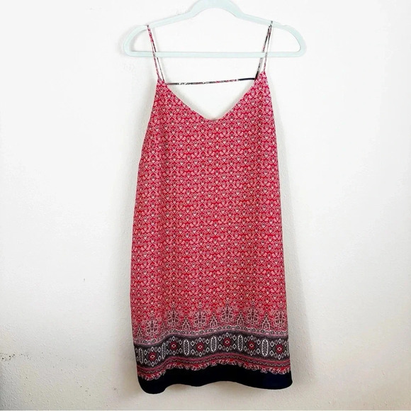 Mng Mango dress  in maroon orange navy blue abstract paisley dress design size 8 - Picture 1 of 8